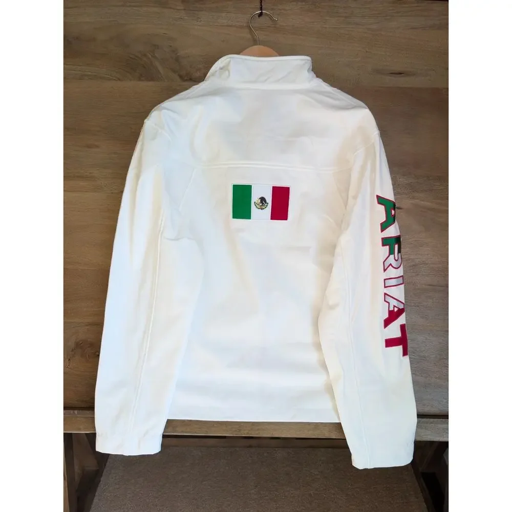 Ariat New Team Softshell Mexico Jacket Men Medium White Long Sleeve Full Zip NWT